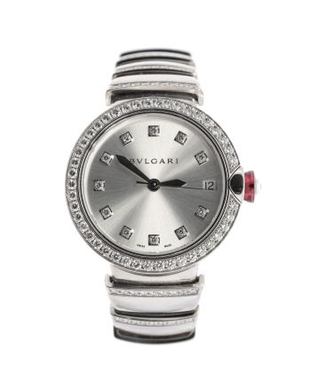 LVCEA Automatic Watch White Gold with Diamond Bezel, Markers and Bracelet 33